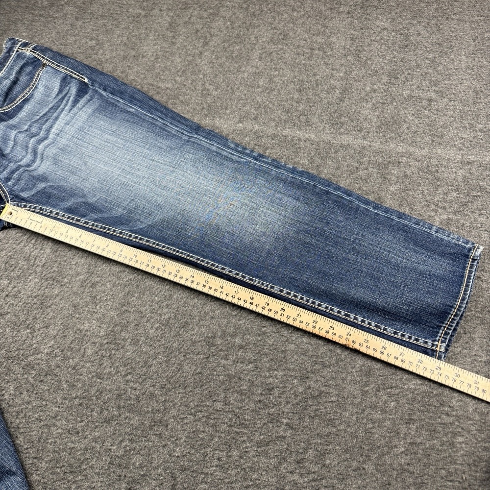 BKE Nolan Straight Leg Jeans Mens 36x29 Blue Medium Wash Stretch Distressed - Picture 6 of 8
